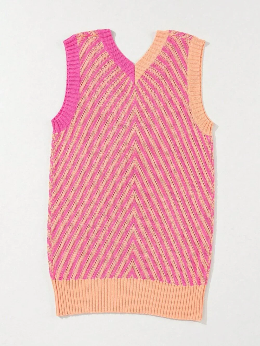 Multicolor Casual Women's Sleeveless V-Neck Striped Knit Vest